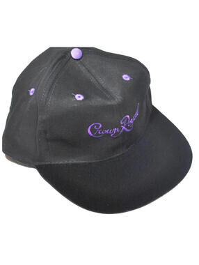 Vintage Crown Royal & Cola Whiskey Black 90s Leather Strap Hat